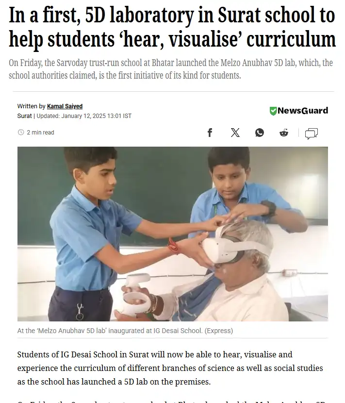 In a first, 5D laboratory in Surat school to help students 'hear, visualise' curriculum